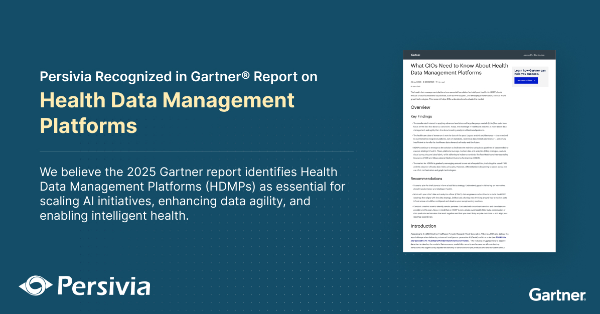 Persivia Recognized in Gartner® Report on Health Data Management Platforms